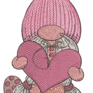 Generous Gnome Amidst Whimsical Fungi embroidery design
