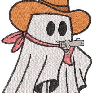 Ghost cowboy with gun embroidery design