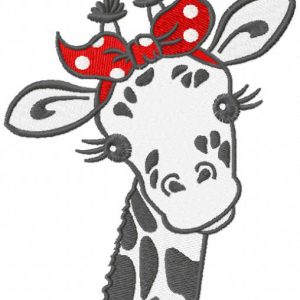 Gifaffe with red bandana embroidery design