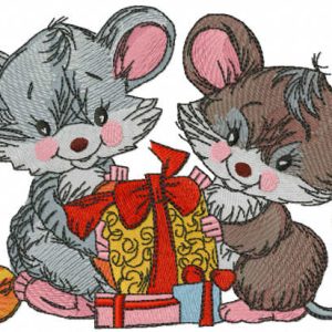 Gifts of mice embroidery design