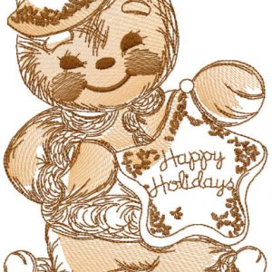 Gingerbread Christmas sketch embroidery design