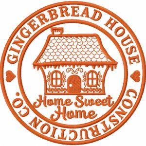 Gingerbread house construction embroidery design