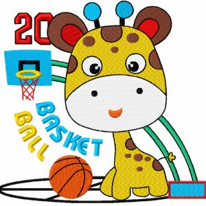 Giraffe basketball embroidery design