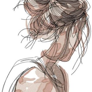 Girl Sketch art embroidery design