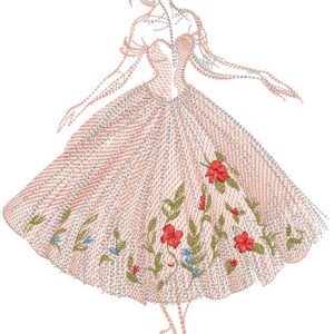 Girl in summer dress embroidery design