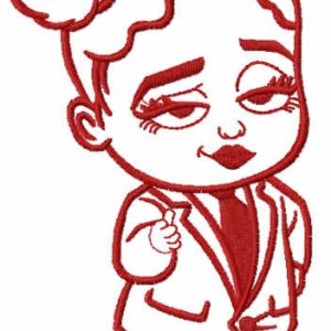 Girl baby boss one colored embroidery design