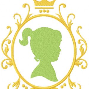 Girl in gold frame embroidery design