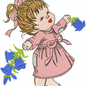 Girl summer time embroidery design