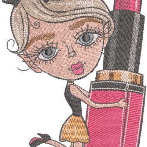 Girl with big lipstick embroidery design