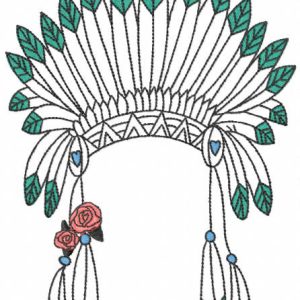 Girls warbonnet embroidery design