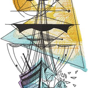 Glass sailboat embroidery design