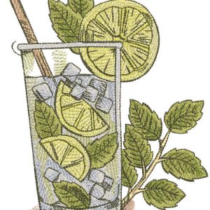 Margarita cocktail glass embroidery design