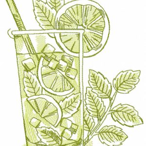 Glass cocktail margarita sketch embroidery design