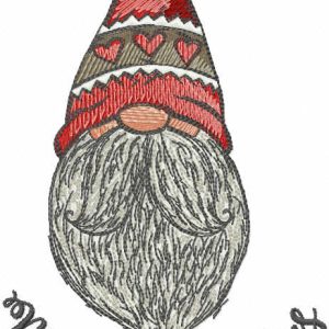 Gnome merry christmas embroidery design