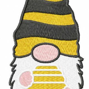 Gnome with beehive embroidery design