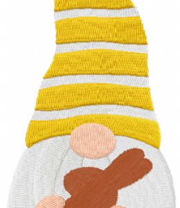 Gnome with chocolate bunny embroidery design