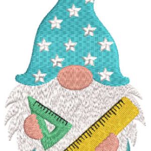 Gnome with geometric rulers embroidery design