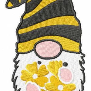 Gnome with yellow flowers embroidery design