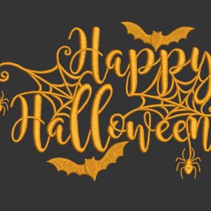 Gold Happy Halloween embroidery design