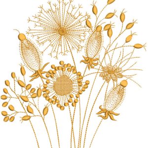 Gold floral field embroidery design