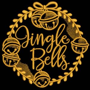 Gold jingle bells embroidery design