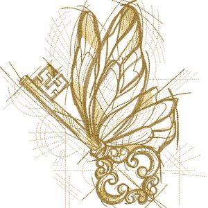 Gold Butterfly key embroidery design