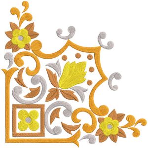 Gold corner for napkin embroidery design