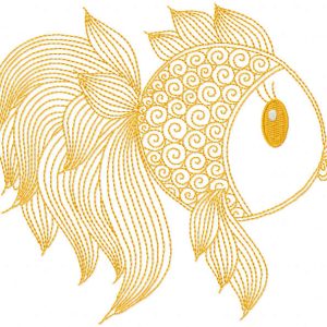 Gold fish one colored embroidery design