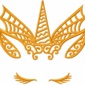 Gold halloween unicorn embroidery design