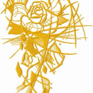 Gold sketch rose embroidery design