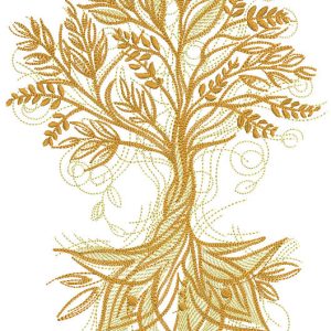 Gold tree of life embroidery design