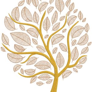 Golden money tree embroidery design
