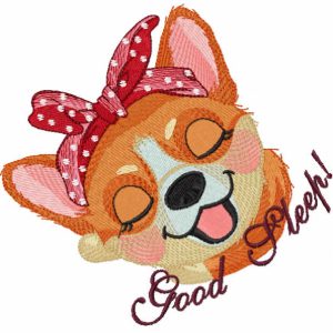 Good sleep corgi embroidery design