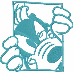 Goofy in the window one colored embroidery design