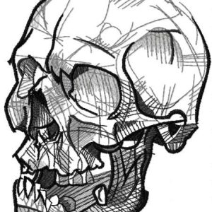 Greascale sketching scull embroidery design