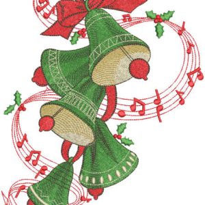 Green Christmas bells embroidery design