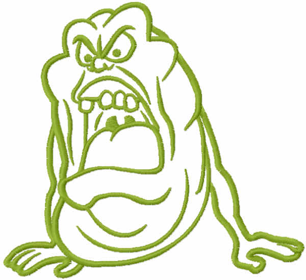 Green Ghostbuster one colored embroidery design