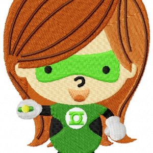 Green lantern chibi girl embroidery design