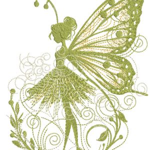 Green meadow fairy embroidery design