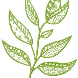 Green patterned branch embroidery design