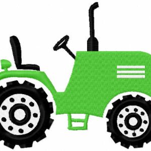 Green small tractor embroidery design