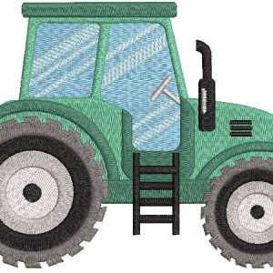 Green tractor embroidery design