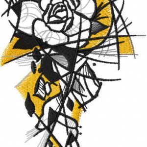 Greyscale sketch rose embroidery design