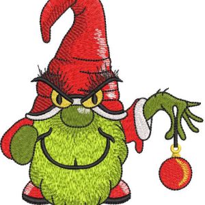 Grinch Christmas Gnome embroidery design