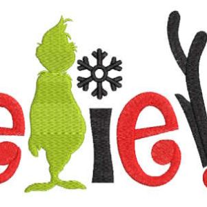 Grinch believe embroidery design