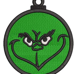 Grinch green christmas ball embroidery design