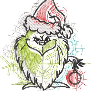 Grinch Christmas sketch embroidery design