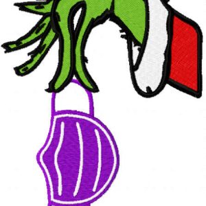 Grinch hand with nurse mask embroidery design
