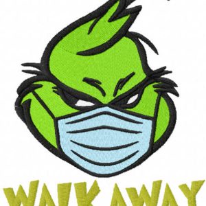 Grinch walk away embroidery design