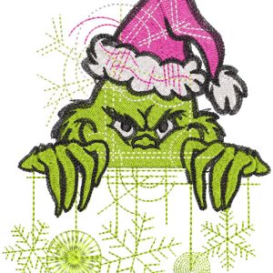 Grinch with Christmas toys embroidery design